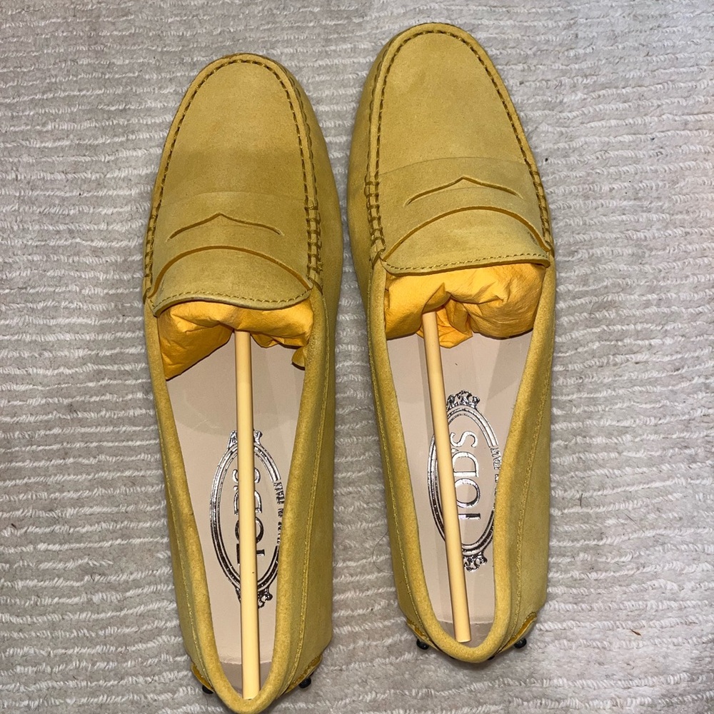 Tod's Mustard Yellow Suede Women's Loafers